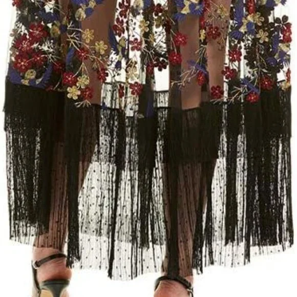 NWT Dress the Population Gina Sleeveless Lace Illusion Hummingbird Maxi Dress M - Picture 3 of 4